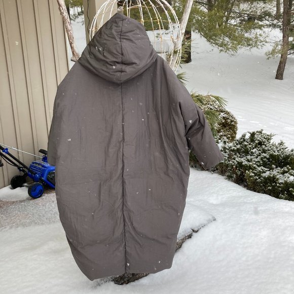 Down Long Coat Puffer, OS, Dark Gray - Picture 3 of 10